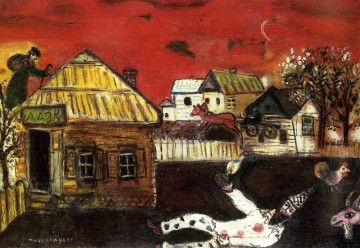  village - Scène de village de Vitebsk contemporain Marc Chagall